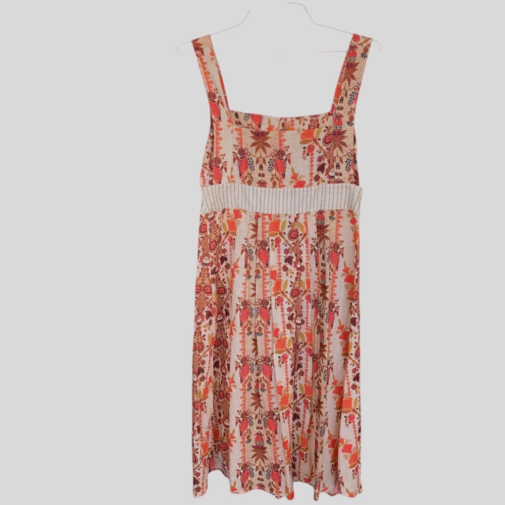 AGUA BENDITA GOLDENROD BUTTON MIDI DRESS BY ANTHROPOLOGIE FLORAL COTTON DRESS - Picture 9 of 16
